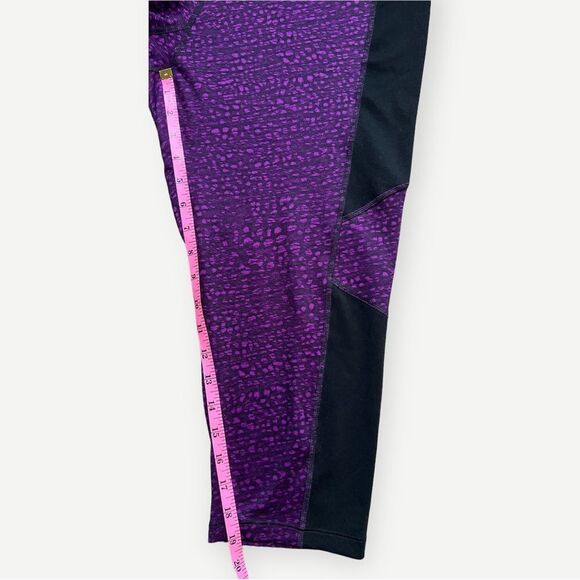 Just My Size JMS Active Purple & Black Stretch Crop Leggings. 1X. 16. 16 Plus. - Picture 4 of 5
